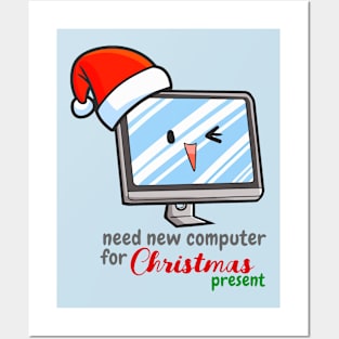 New cute christmas computer for present Posters and Art